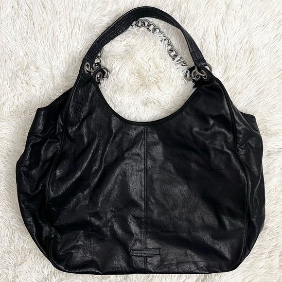BCBGMaxAzria Large Black Leather Hobo Bag - Picture 2 of 12